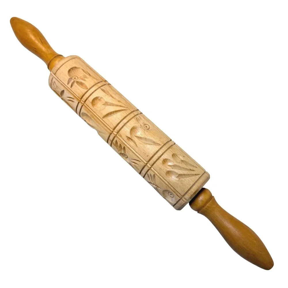Springerle Carved Wooden Rolling Pin  16